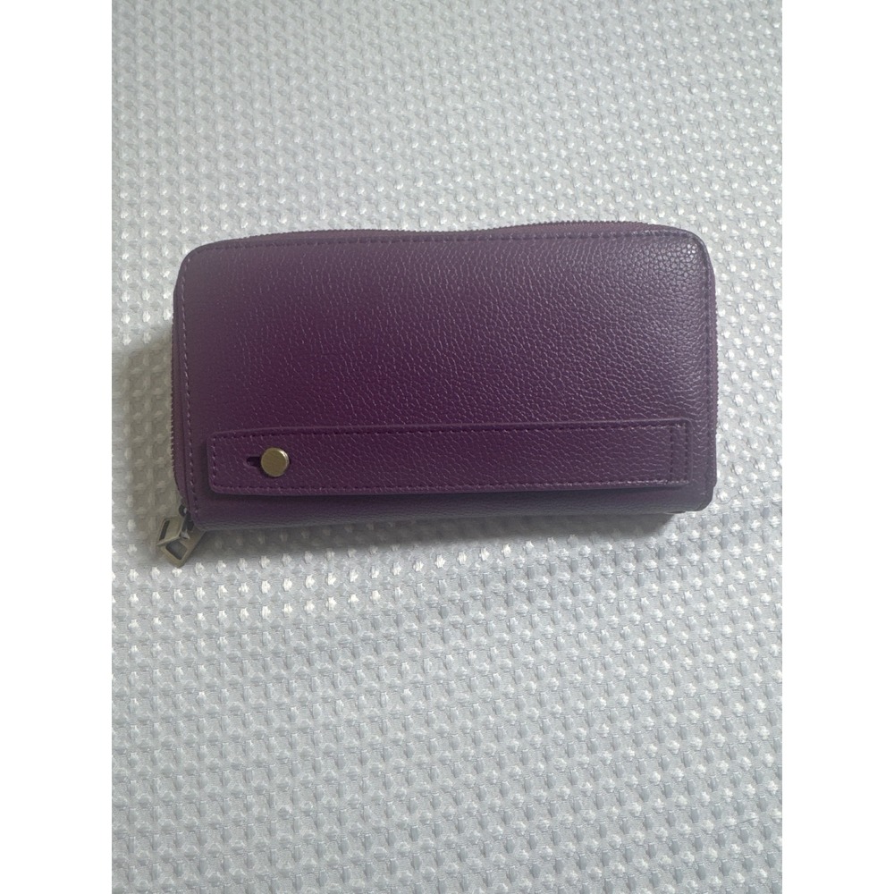 Unbranded Wallet Womens Double Zip Accordion Purple Pebbled‎ EUC